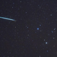 A meteor from the Geminid meteor shower on December 12, 2009 above Southold, New York.